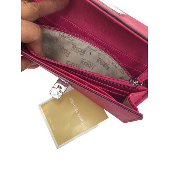 Michael Kors Leather Long Bifold Wallet in Dark pink for Women - Picture 2 of 14